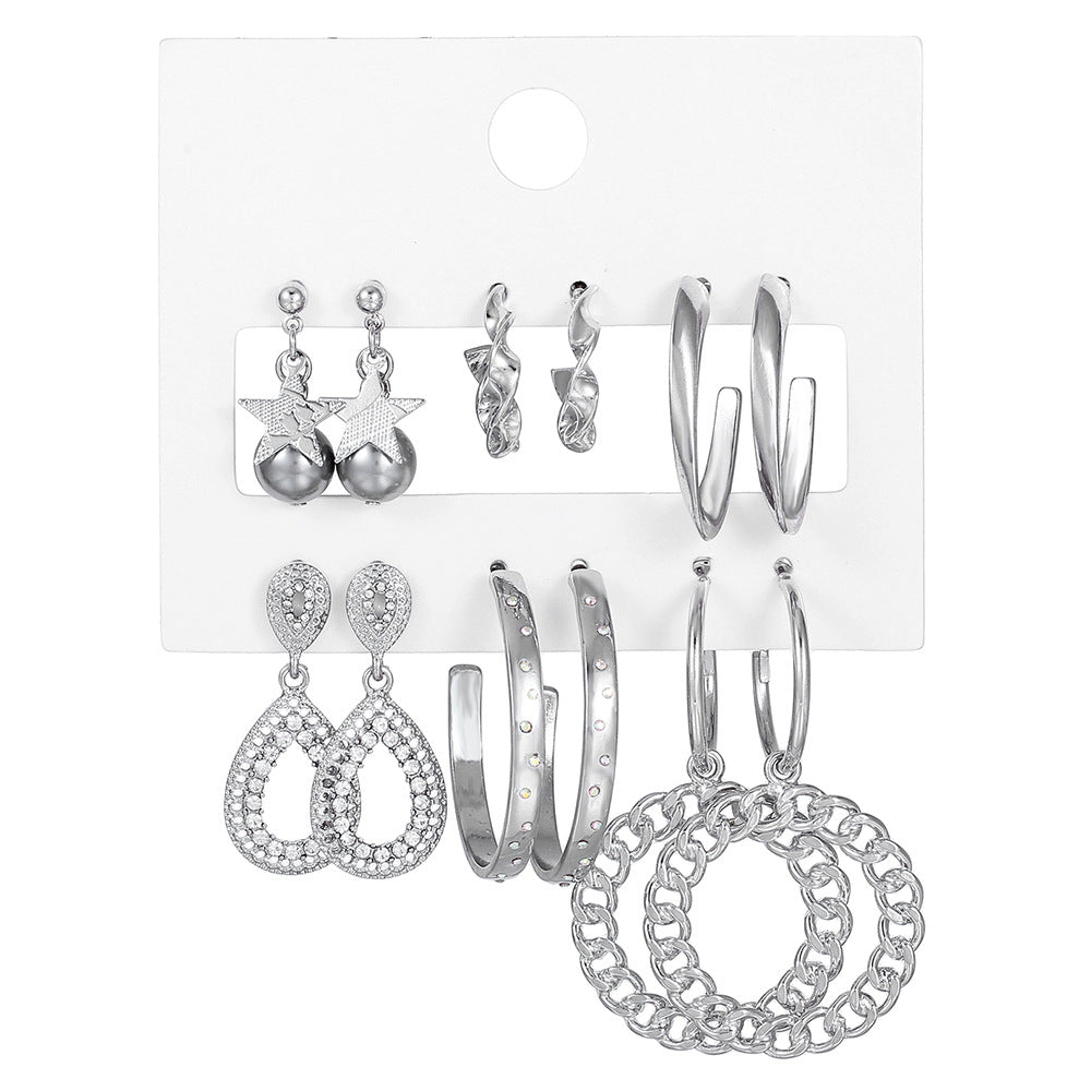Exaggerated Geometric C-Shape Round Acrylic and Stainless Steel Plated Hoop Earrings for Women