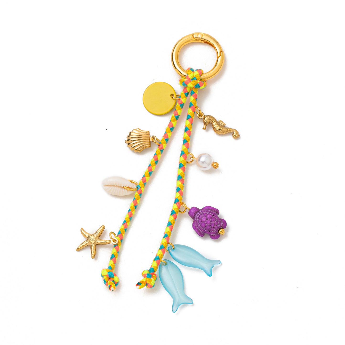 Geometric Heart Fruit Alloy Plated Bag Charm Keychain