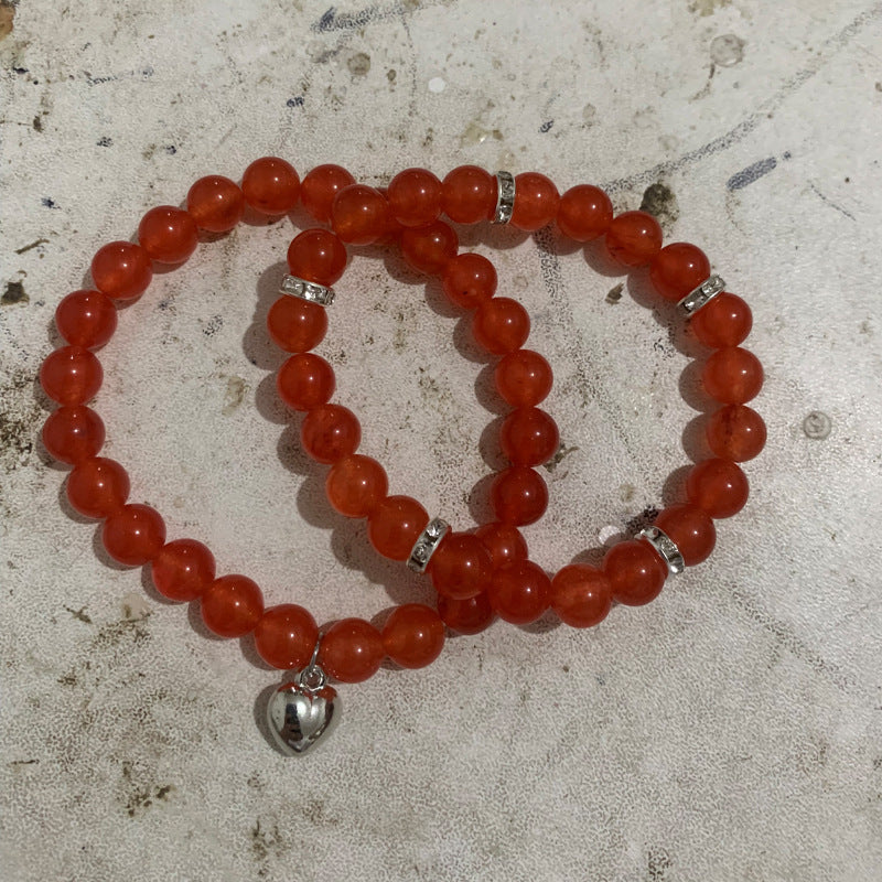 Unisex Geometric Alloy Bracelet Set with Tiger Eye, Green Aventurine and Red Agate Beads