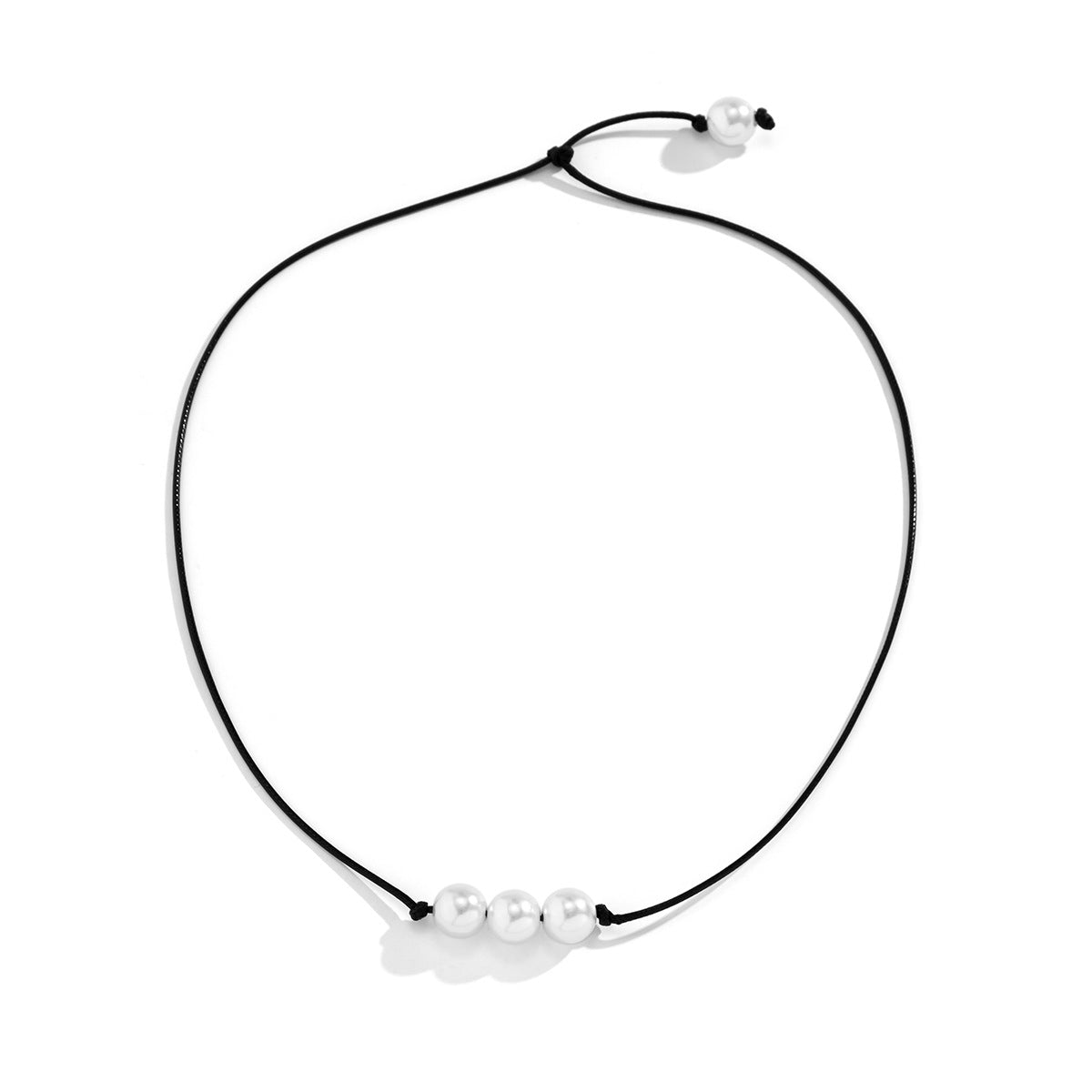Collana girocollo da donna con ciondolo a perla geometrico minimalista e cordino cerato