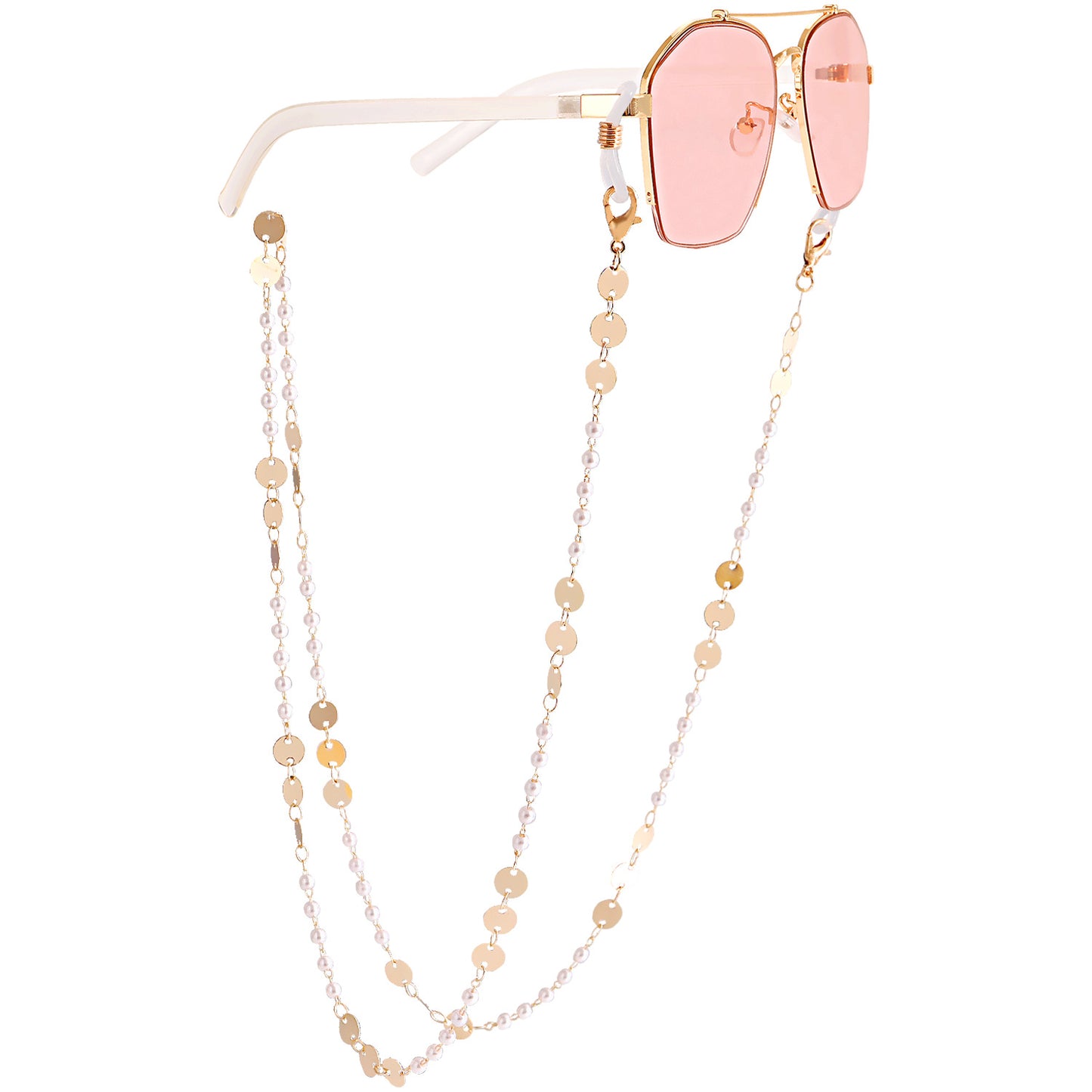 Star Round Heart Pearl Alloy Mask Chain and Eyeglass Holder