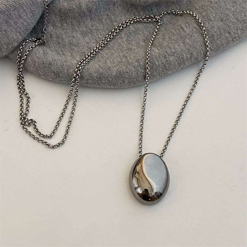 Minimalist Waterdrop-Shaped Stainless Steel Pendant Necklace with Polished Finish for Women