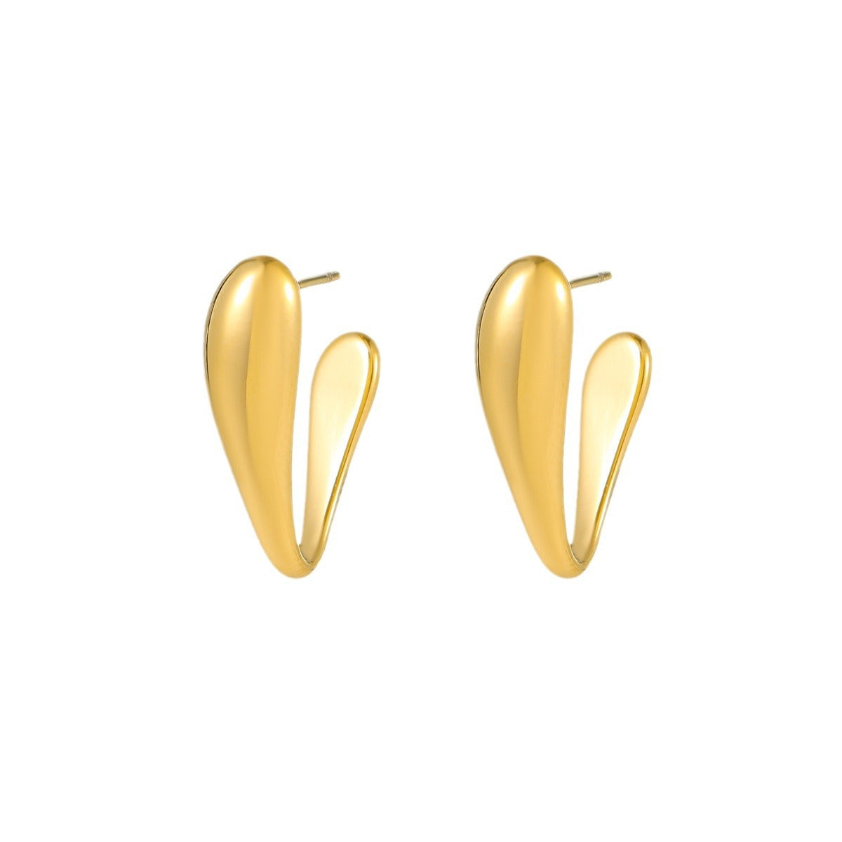Pendientes Minimalistas de Titanio en Forma de V con Acabado Chapado para Mujer
