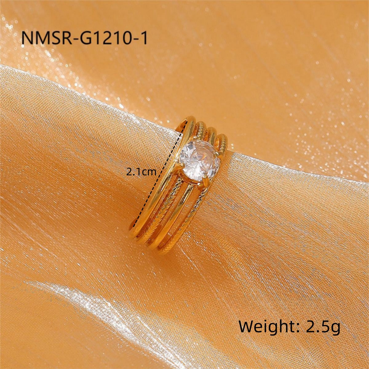 Minimalist Luxury Stainless Steel Ring with 18K Gold Plating and Colored Zirconia, Round Geometric Design for Women