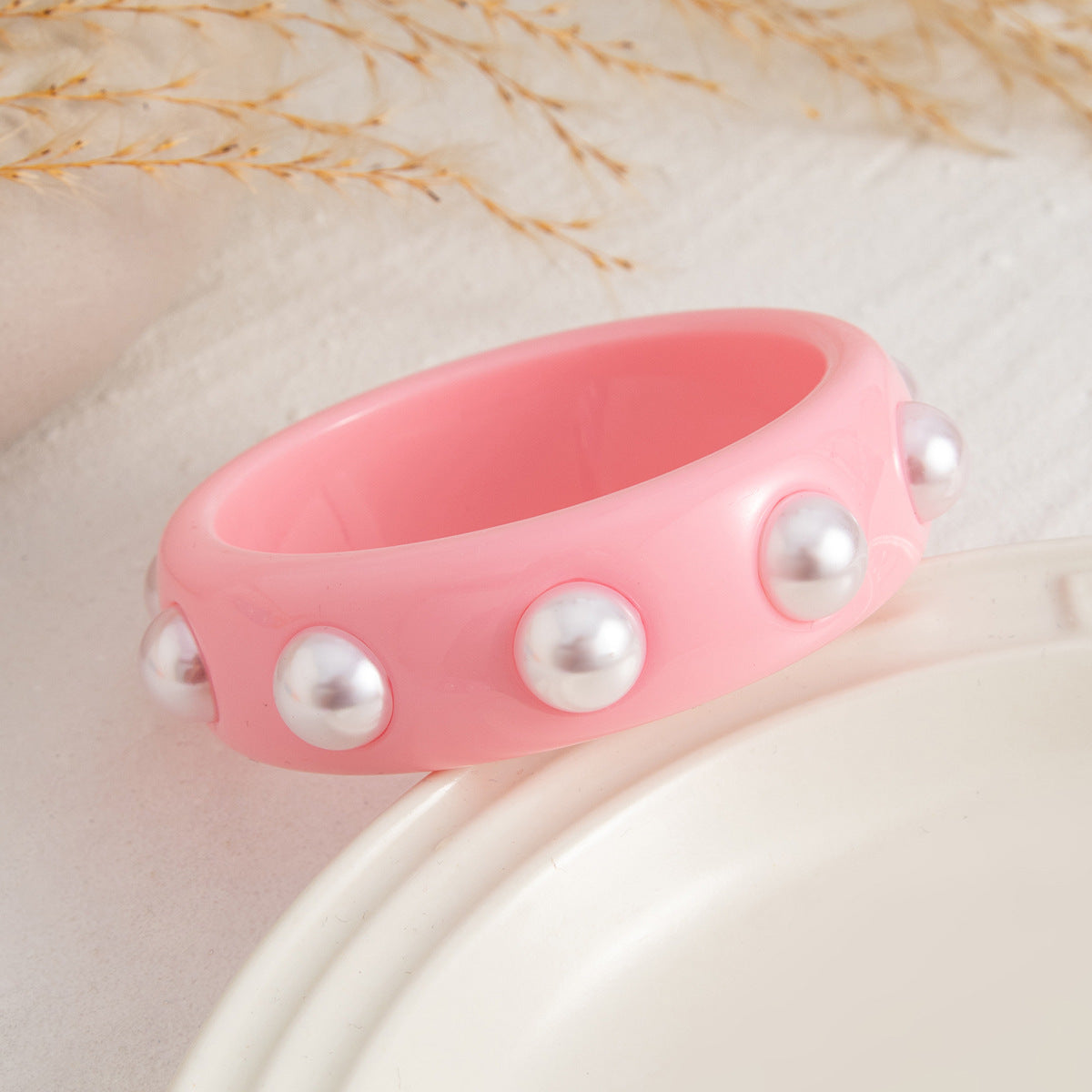 Sweet Irregular Faux Pearl Resin Plated Bracelet Set