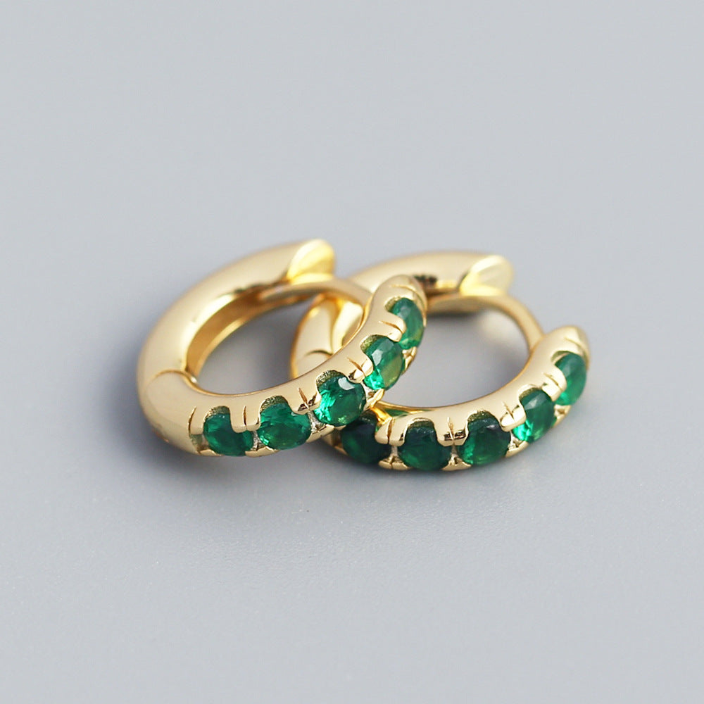 Orecchini a Cerchio di Lusso in Argento Sterling 925 con Zirconi Cubici Colorati Geometrici