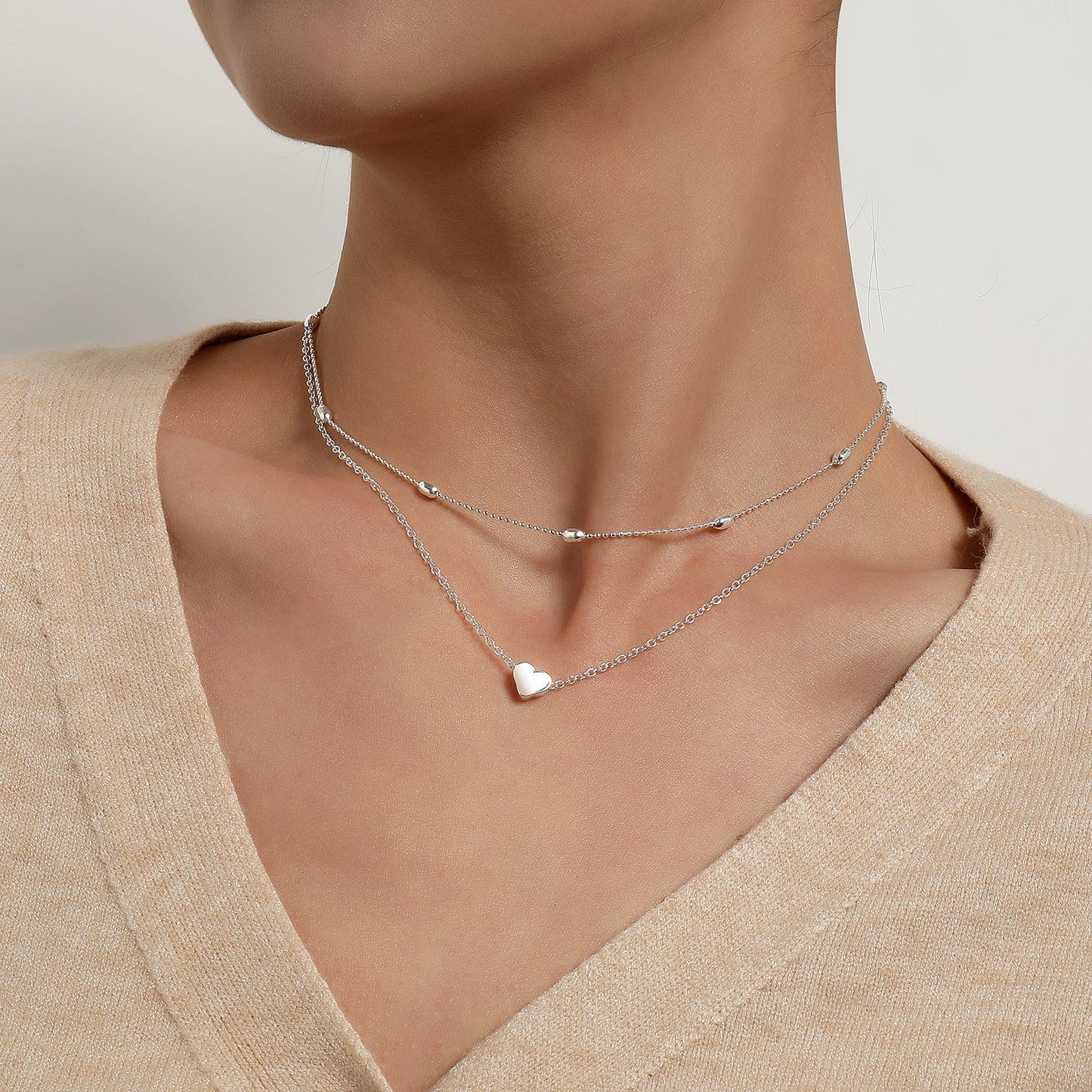 Alloy Heart Geometric Necklace Minimalist Fashion Pendant Necklace
