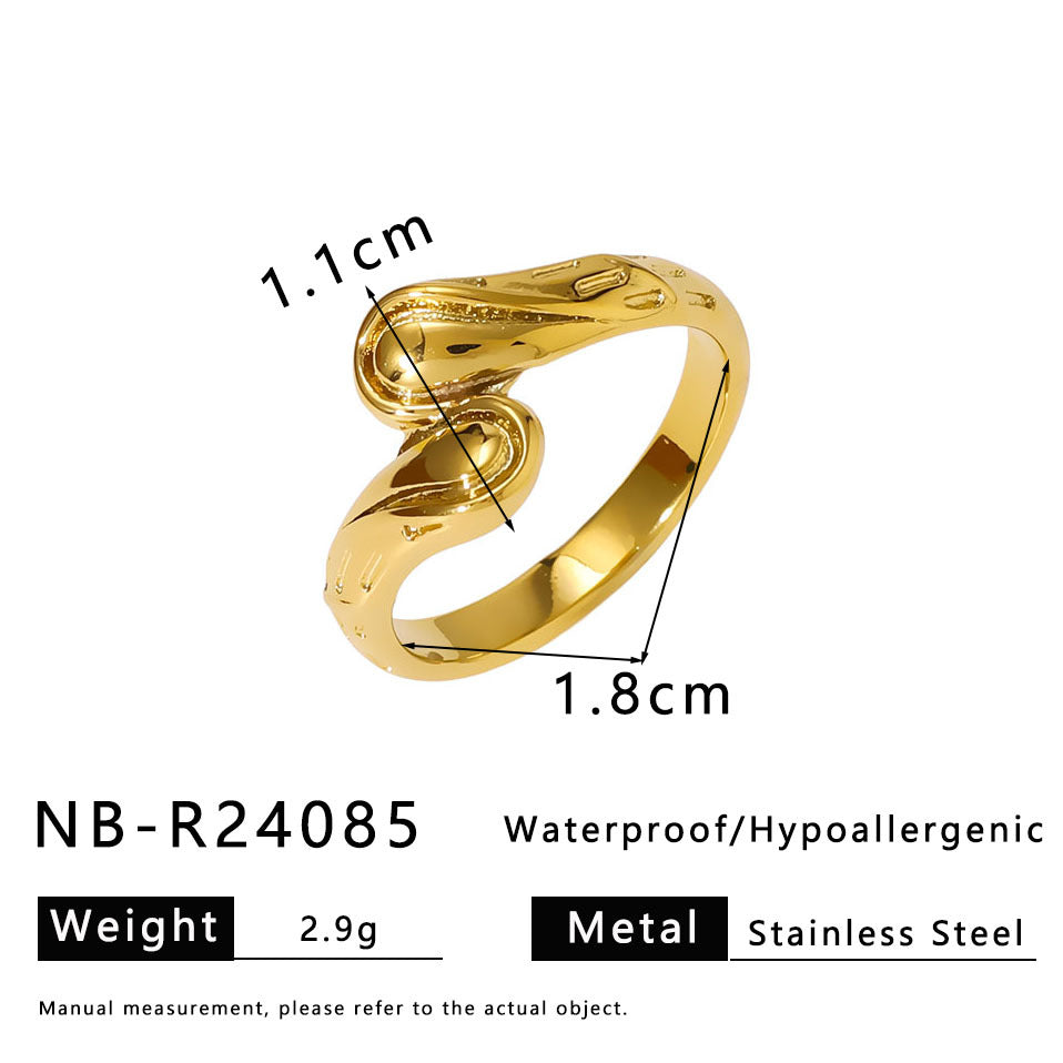 Anello geometrico in acciaio inossidabile con linea testurizzata e motivo a nodo per donna e uomo, fascia minimalista galvanizzata