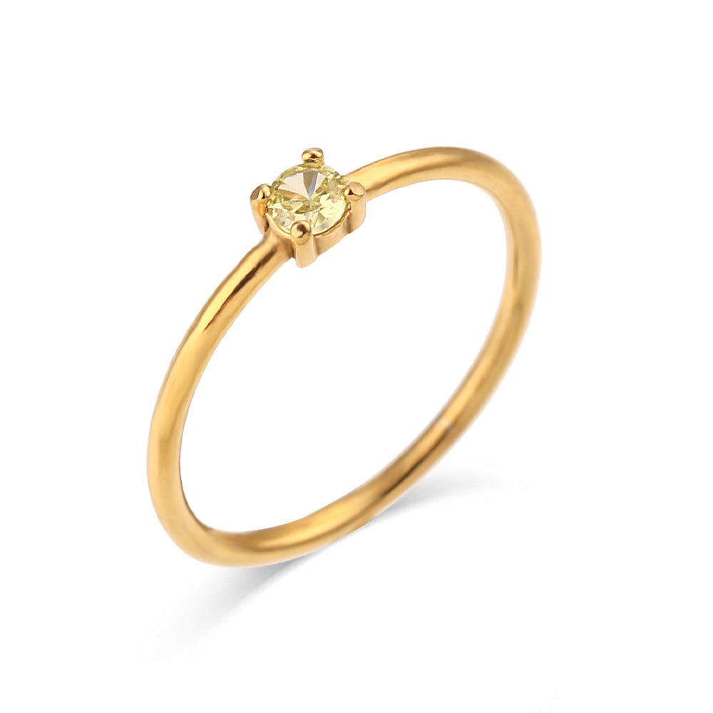 Minimalist Geometric Stainless Steel Plated 18K Gold Birthday Ring for Women