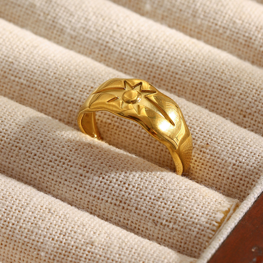 Anello in acciaio inossidabile geometrico minimalista con placcatura in oro 18 carati da donna