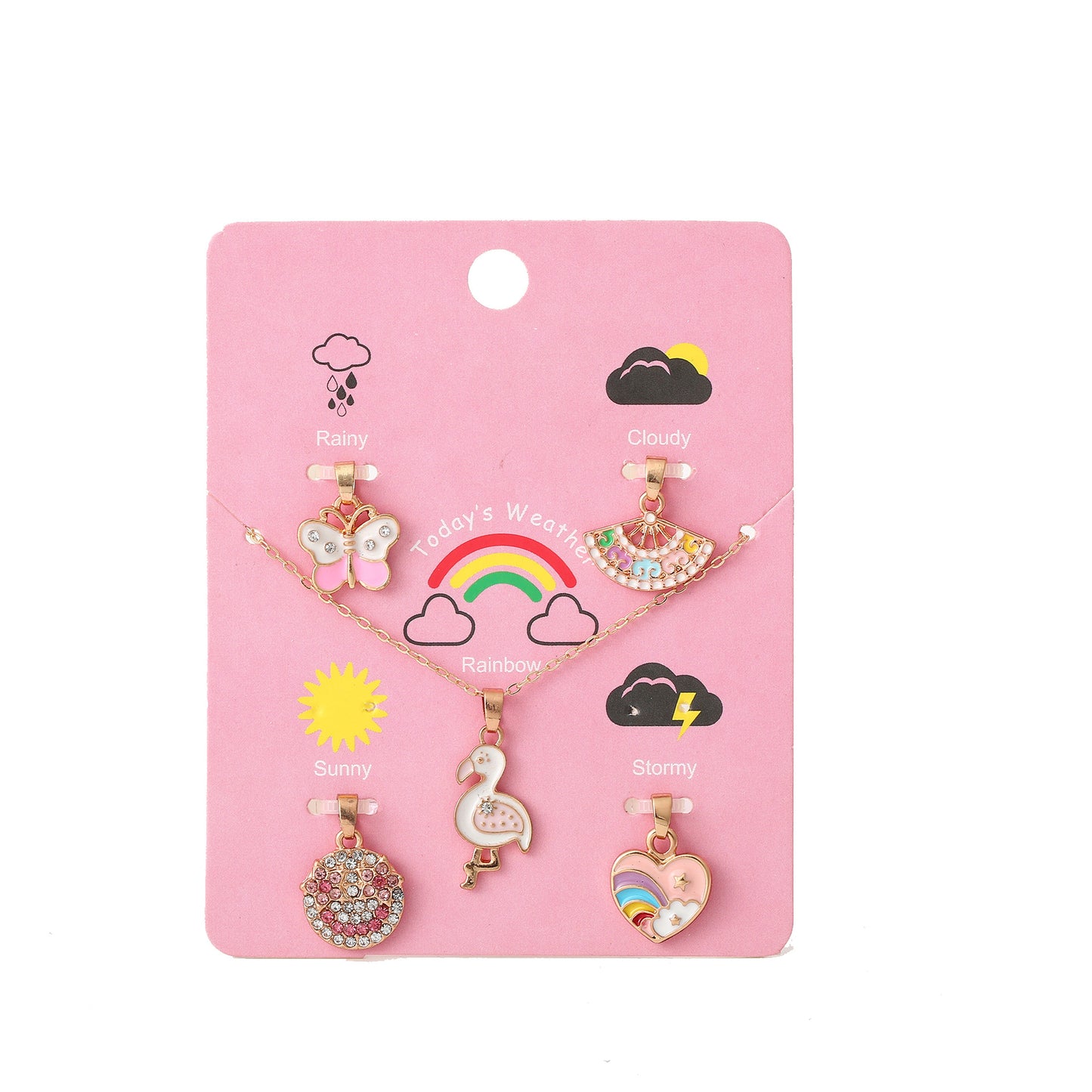 Cartoon Unicorn Pendant Necklace Set for Girls with Ice Cream Cake and Rainbow Design, Enamel Alloy Choker Chain for Kids Ages 3-10