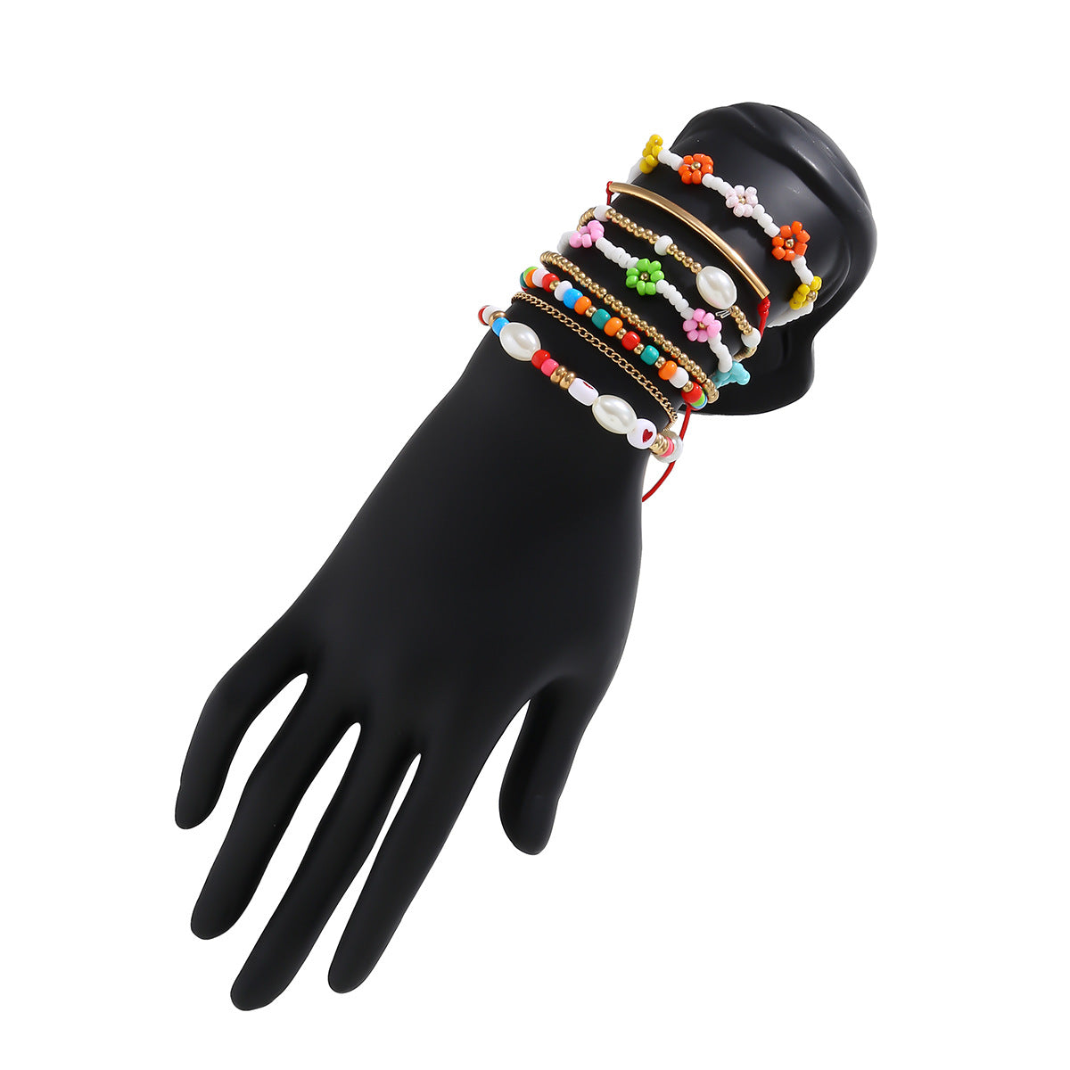 Bracciale da donna con cuore in perline geometriche colorate, design floreale fatto a mano, materiale in resina, stile bohémien vintage, regalo souvenir di viaggio