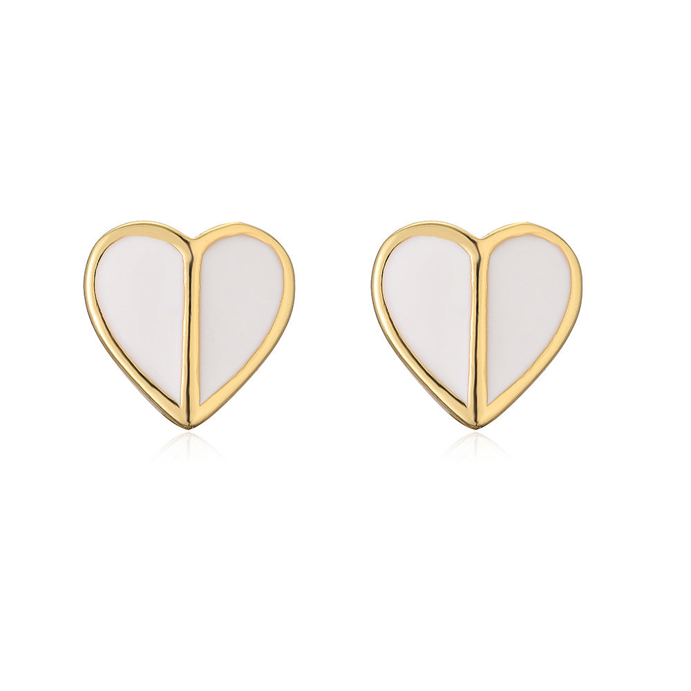Minimalist Geometric Heart-Shaped Copper Stud Earrings with 18K Gold Plating Fresh and Unique Ear Jewelry