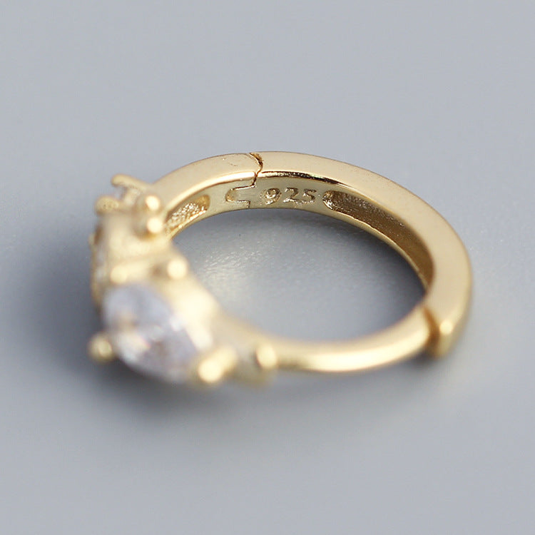 Orecchini a cerchio in argento sterling S925 a goccia minimalisti con intarsio di zirconi