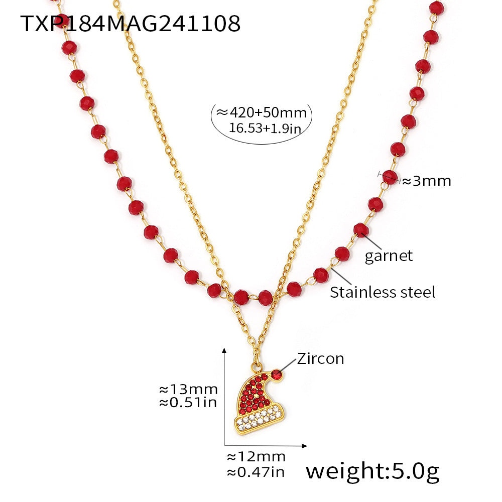 Conjunto de collar y pulsera con colgante de noria de estilo de lujo en acero inoxidable con detalles de diamantes de imitación y acabado chapado para mujer