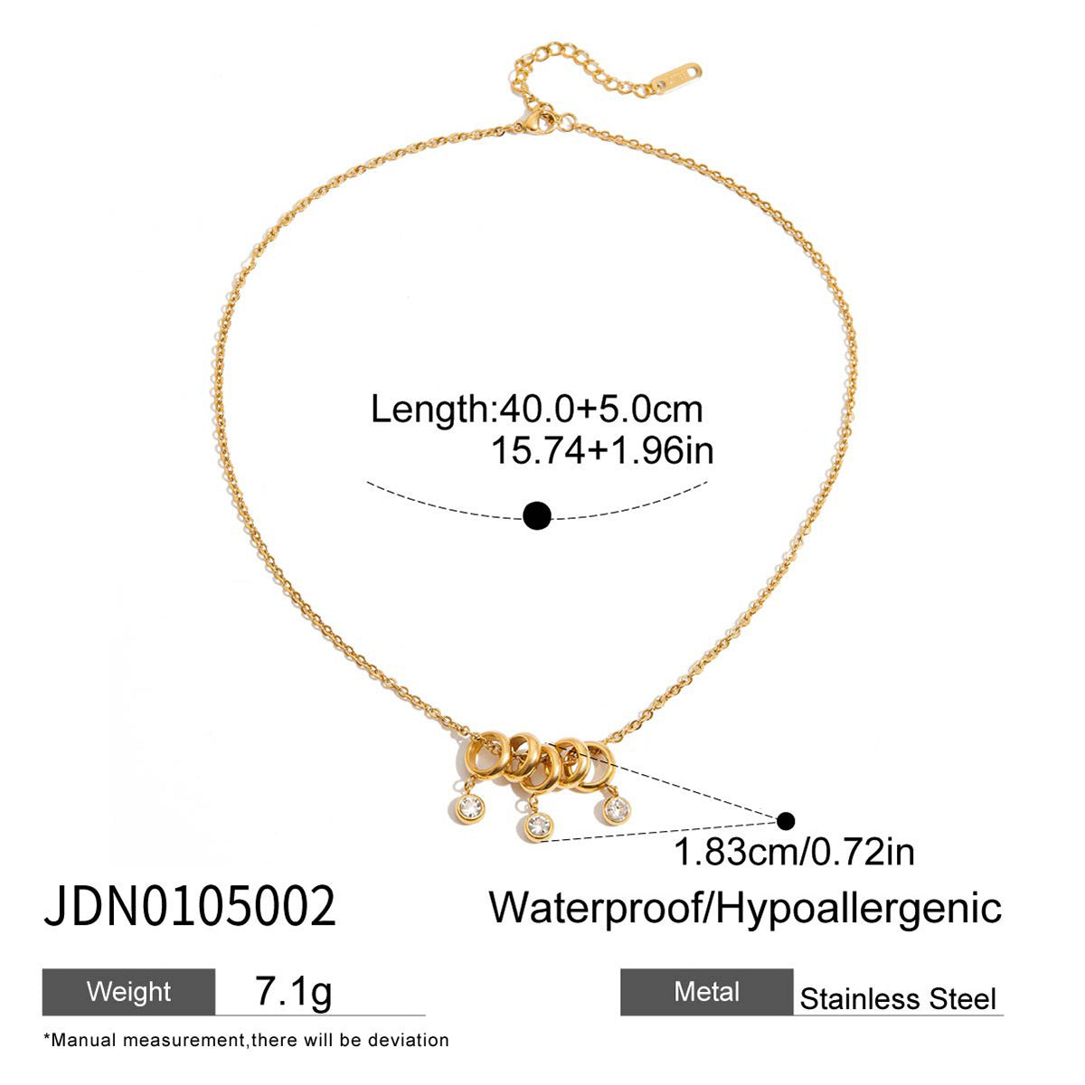 Minimalist 18K Gold Plated Heart Geometric Stainless Steel Necklace for Women