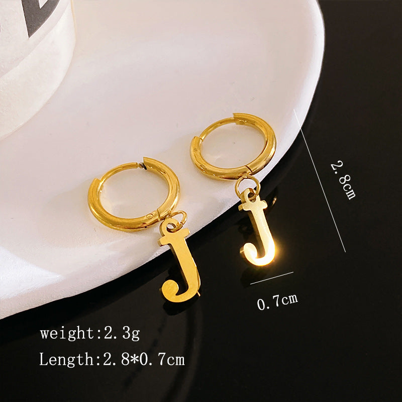 Minimalist Luxury Letter Brass Plated Earrings with Stainless Steel Posts for Women