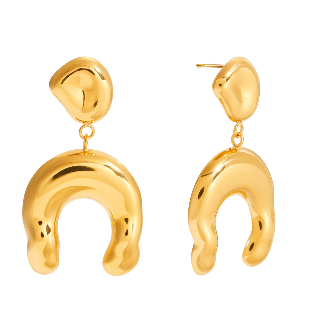 Pendientes de acero inoxidable geométricos para mujer con acabado chapado, pendientes de moda de estilo lujoso
