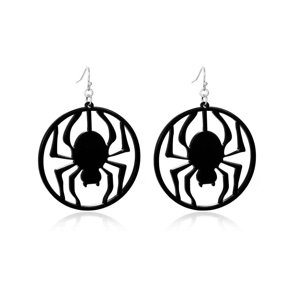 Pendientes de Araña y Calavera con Temática de Halloween y Motivo de Calabaza en Aleación con Acabado Chapado en Oro para Uso Unisex
