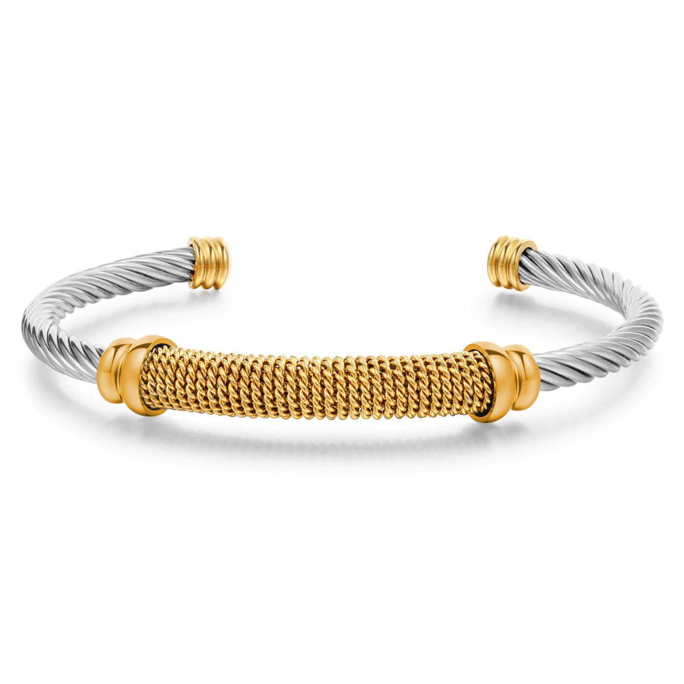 Geometric Round Plated Titanium Steel Stainless Steel C-Shape Adjustable Bracelet