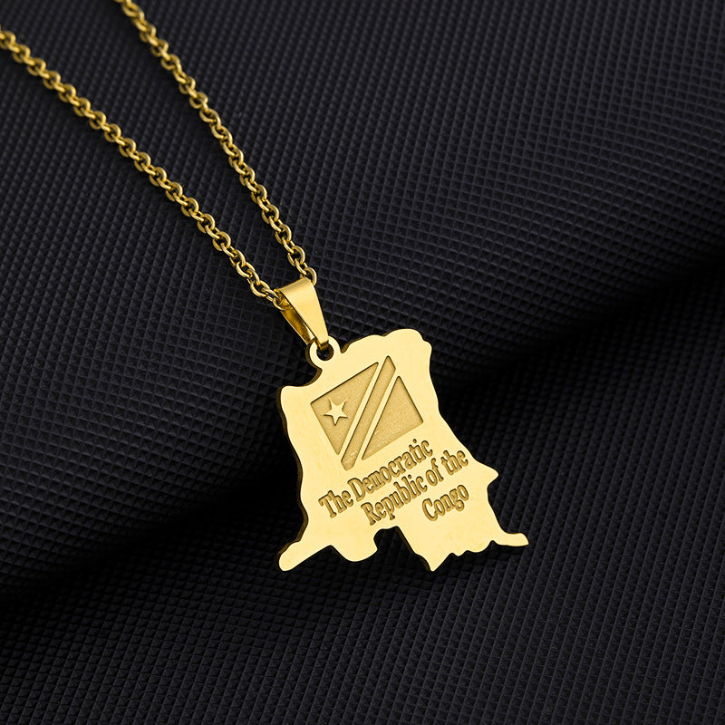 Elegante collana pendente a stella geometrica in acciaio inossidabile con ciondolo in acciaio al titanio e finitura galvanizzata per abbigliamento unisex alla moda
