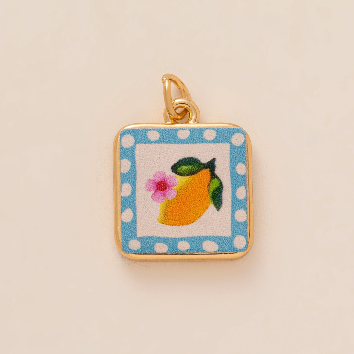 Sweet Floral Heart Brass Plated Drip Oil Charm Bar