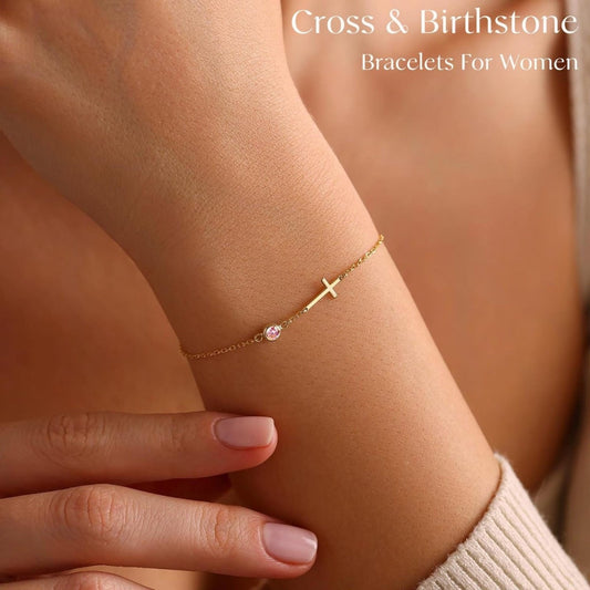 Elegant 18K Gold Plated Stainless Steel Cross Geometric Bracelet for Women