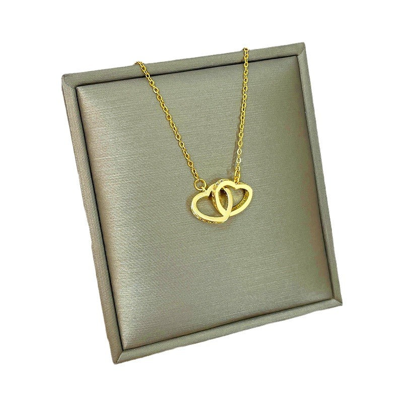 Minimalist Geometric Titanium Steel Necklace with Gold-Plated Copper Pendant and O-Chain for Women