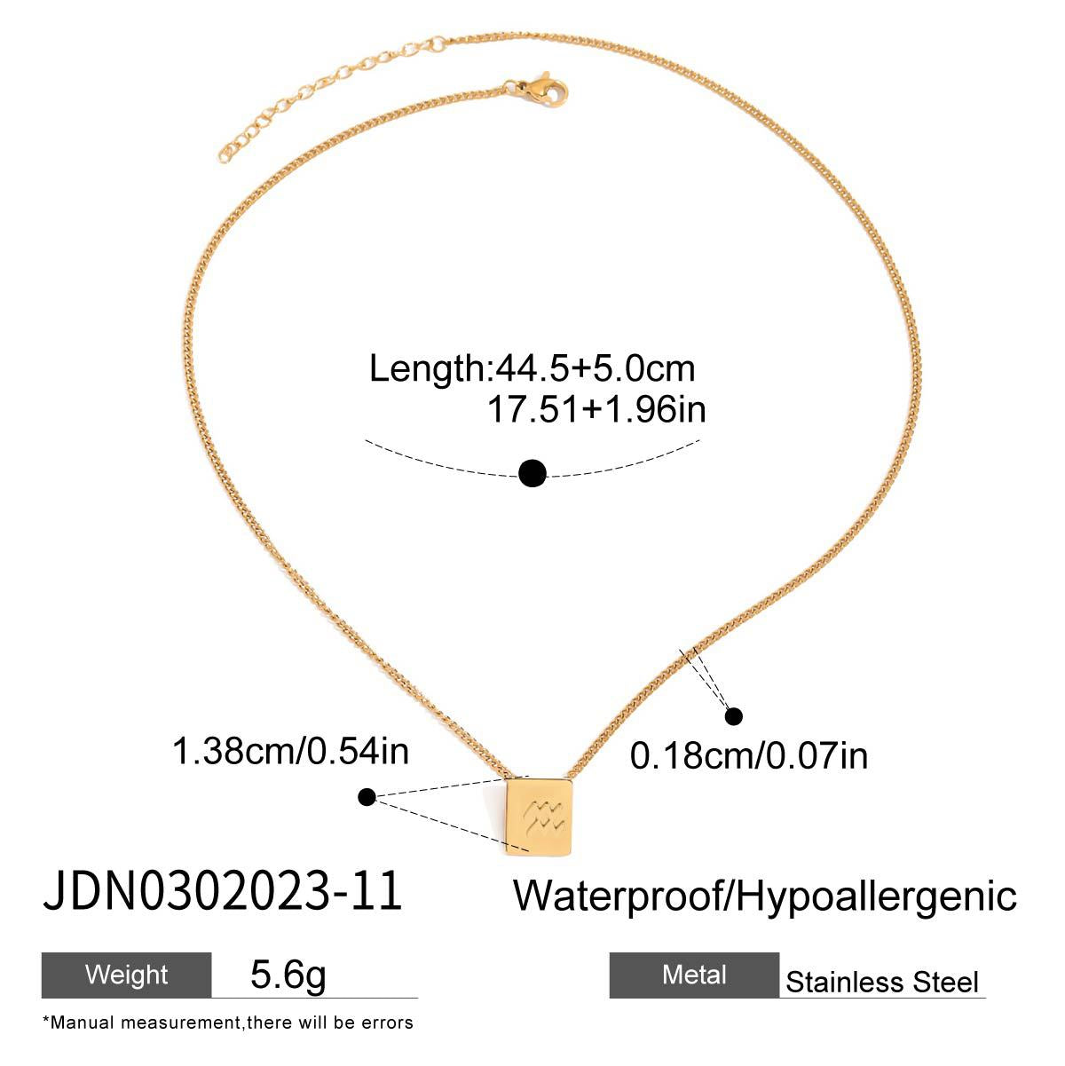 Minimalist Elegant Geometric Square Stainless Steel Plated Necklace for Women