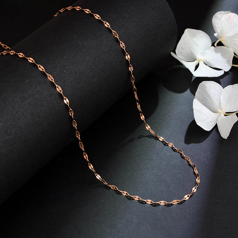 18K Gold Plated Geometric Lip Pendant Titanium Steel O-Chain Necklace for Women