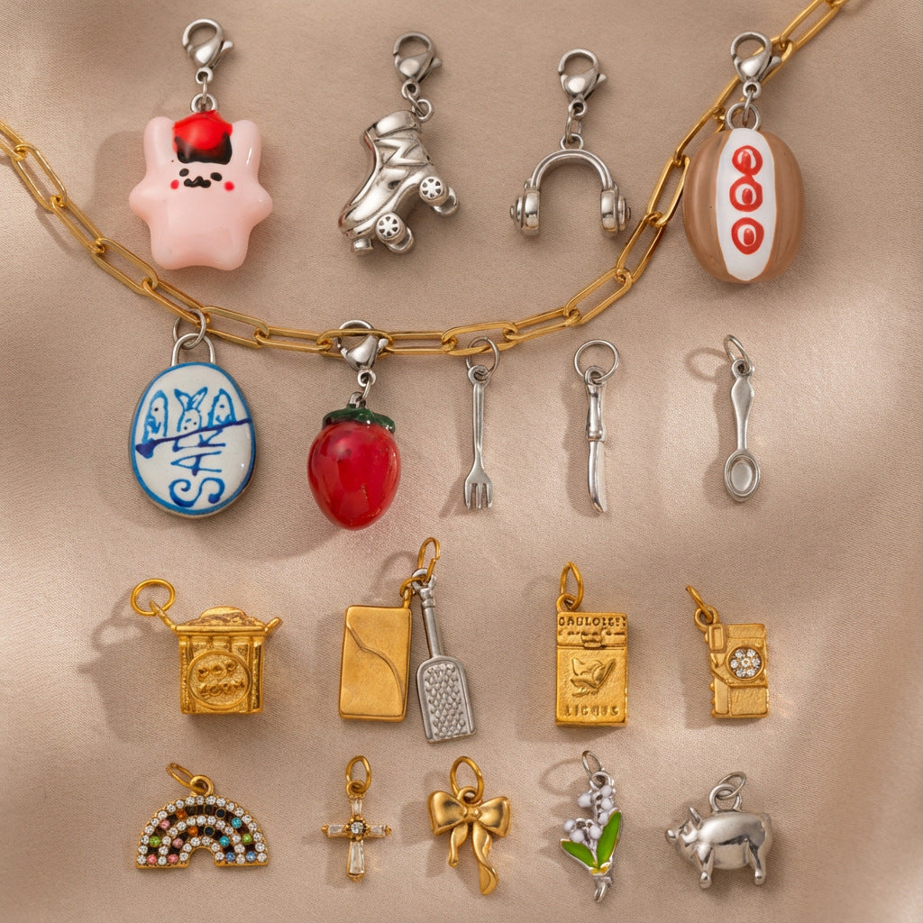 Vintage 18K Gold Plated Stainless Steel DIY Charm Bar
