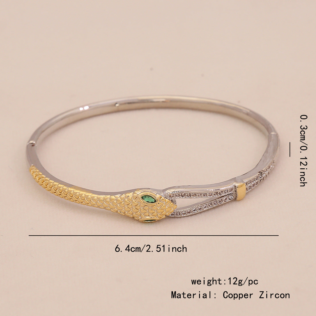 Bracciale personalizzato con catena a serpente in rame color oro con testa di leopardo e micro-intarsio a forma di cuore