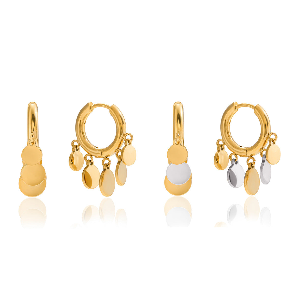 Orecchini a Cerchio Minimalisti Geometrici in Acciaio Inox con Dettaglio Nappa Placcati da Donna