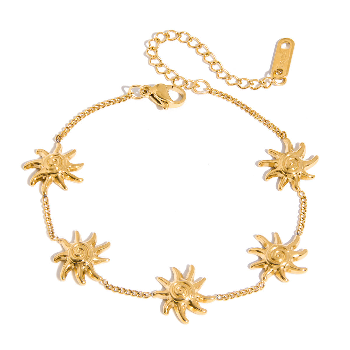 Bracciale Minimalista Geometrico in Acciaio al Titanio per Donna con Finitura Placcata Motivo Luna Accessorio Moda Stile Naturale