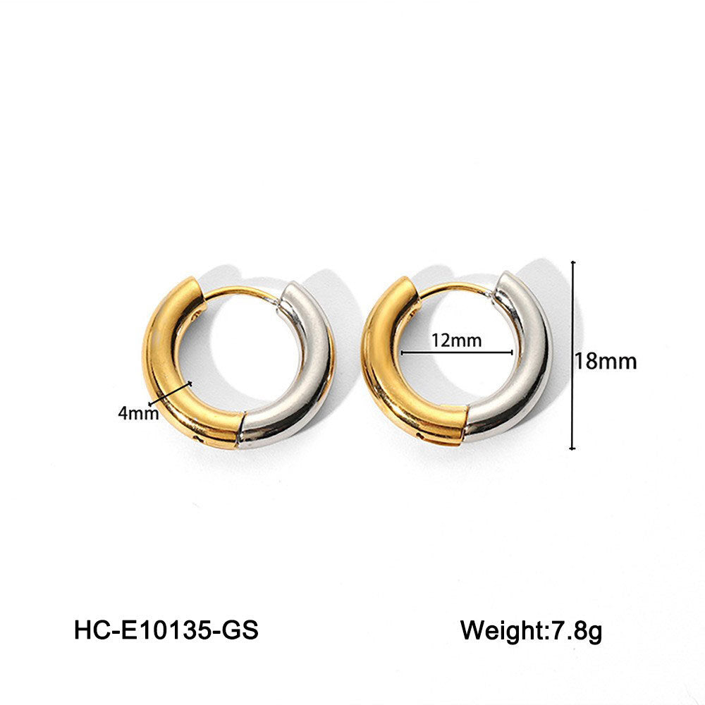 INS-Inspired Geometric Hoop Earrings in Titanium Steel with 18K Gold Plating for Women