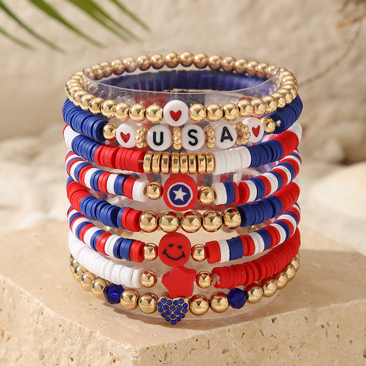 Set di braccialetti con perline in resina e lettere geometriche unisex