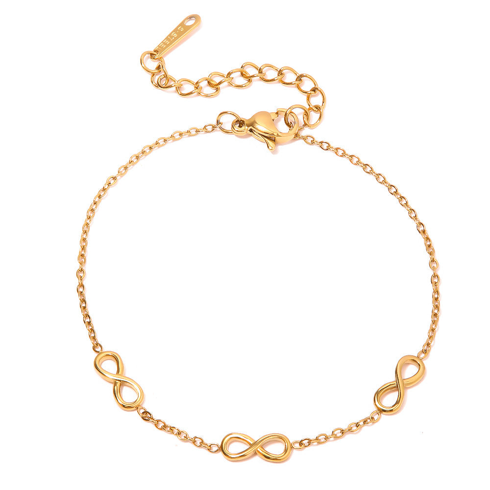 Minimalist Geometric Infinity Symbol Stainless Steel Bracelet with 18K Gold Plating Fashion Jewelry for Women