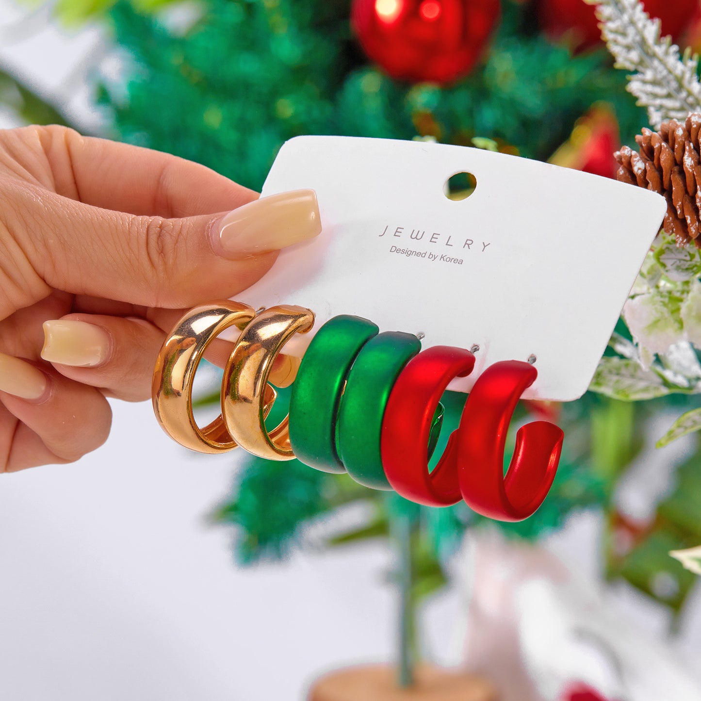 Pendientes de Aro en Espiral Geométrica de Aleación con Acabado Galvanizado para Mujer, Joyería de Moda para las Fiestas Navideñas