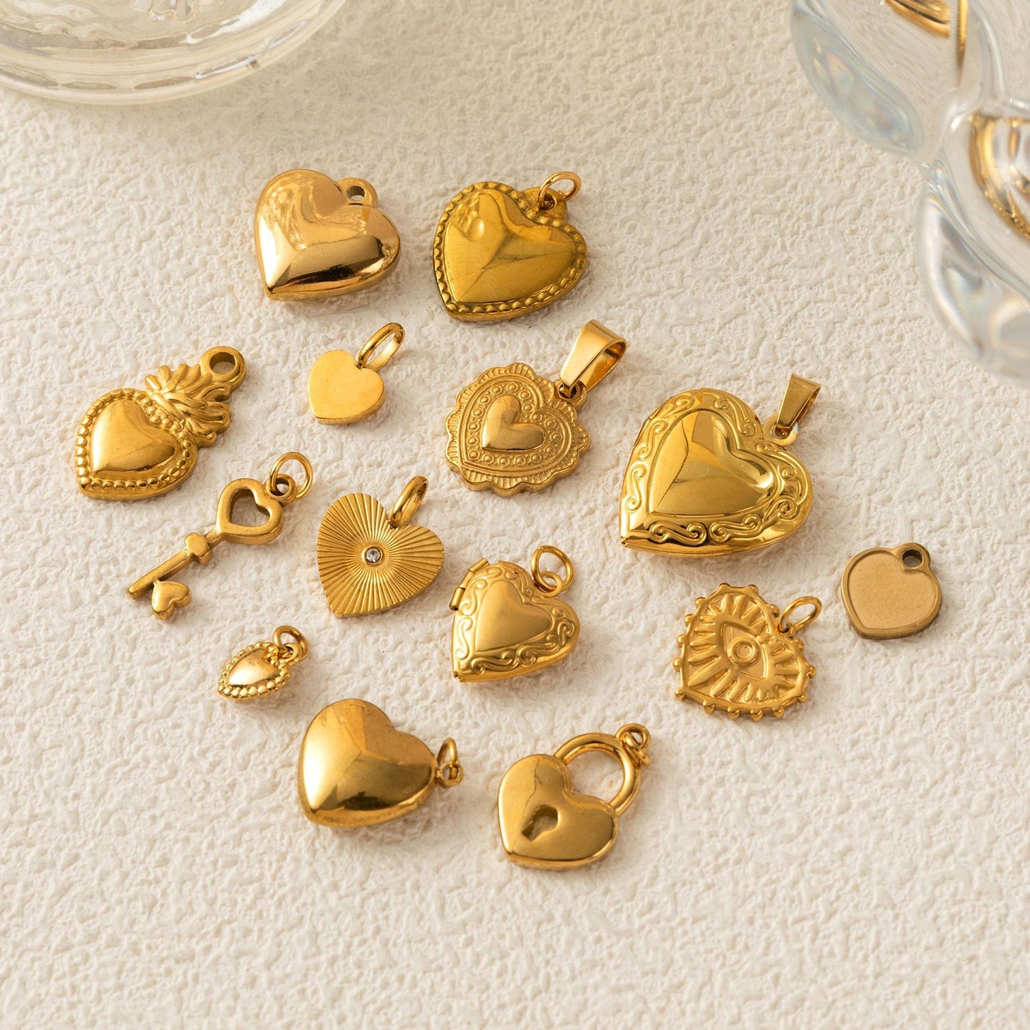 Minimalist 18K Gold Plated Brass Heart Round Square Geometric Pendant Necklace for Unisex