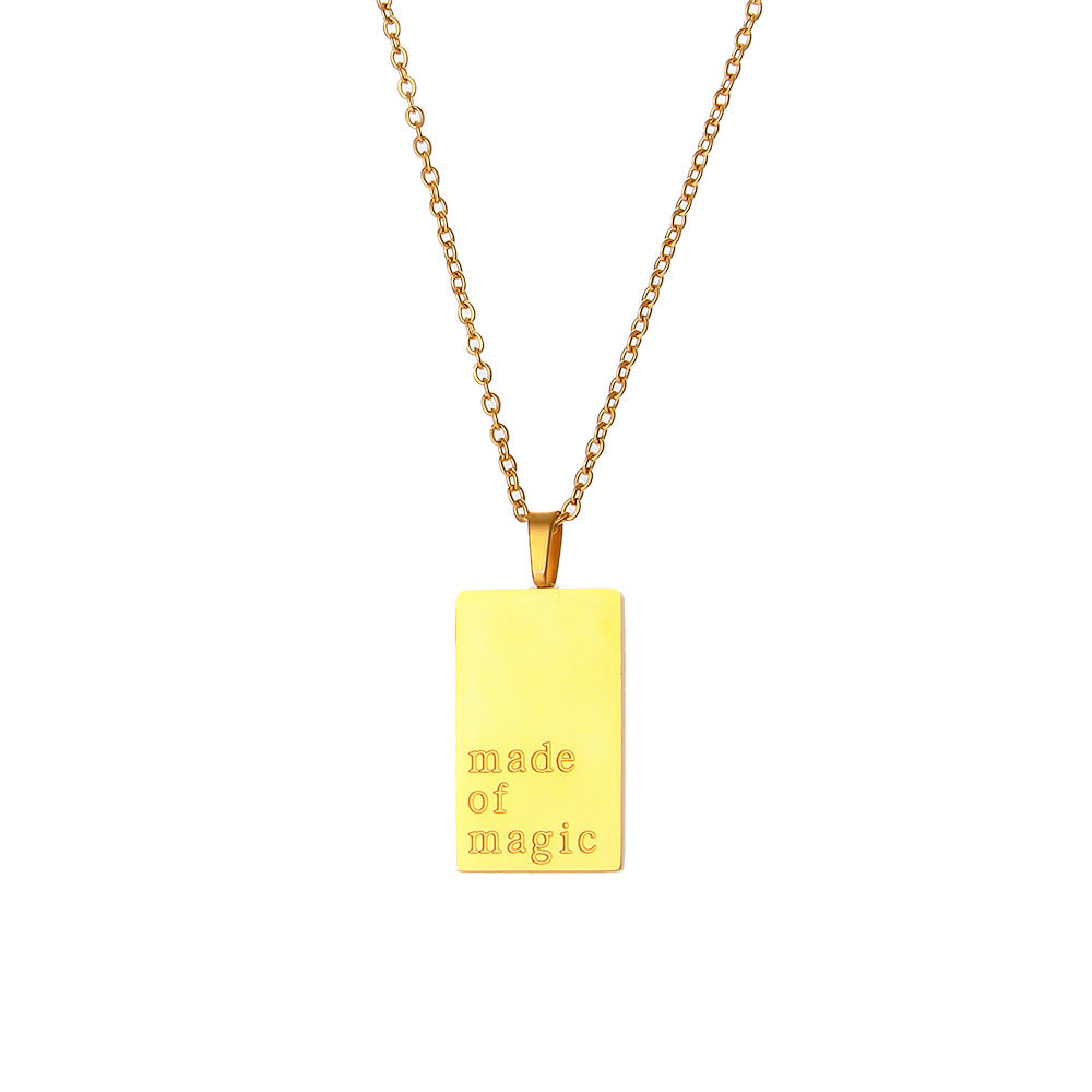 Collana con Pendente a Lettera Minimalista in Acciaio Inossidabile con Placcatura Sottovuoto in Oro 18 carati per Donna