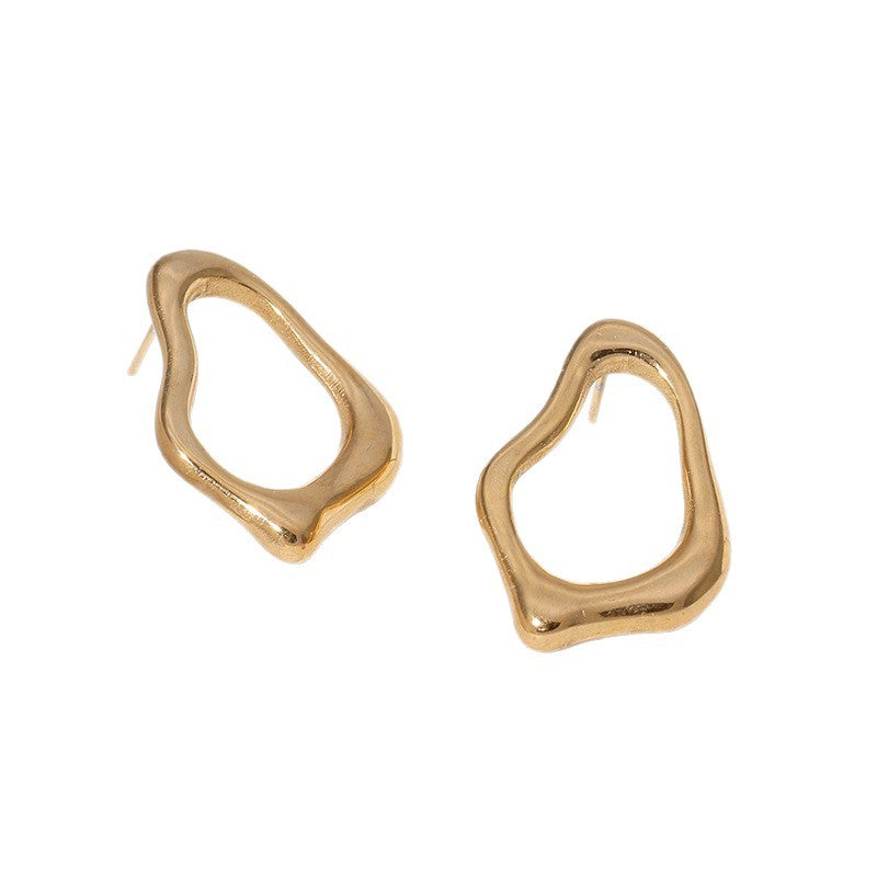 Orecchini a perno da donna in acciaio inossidabile geometrici irregolari minimalisti con finitura placcata