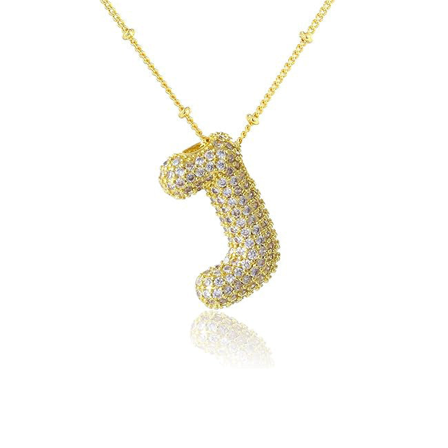 Fashion Plated Brass Letter Bubble Pendant Necklace for Women