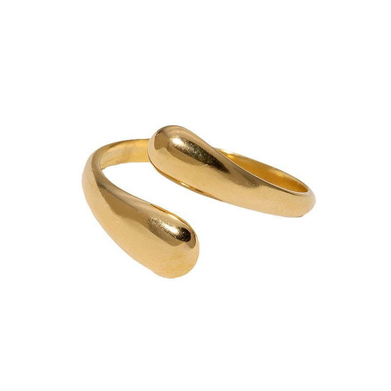 Minimalist Geometric Stainless Steel Open Ring for Women with Plated Finish and Clean Line Design