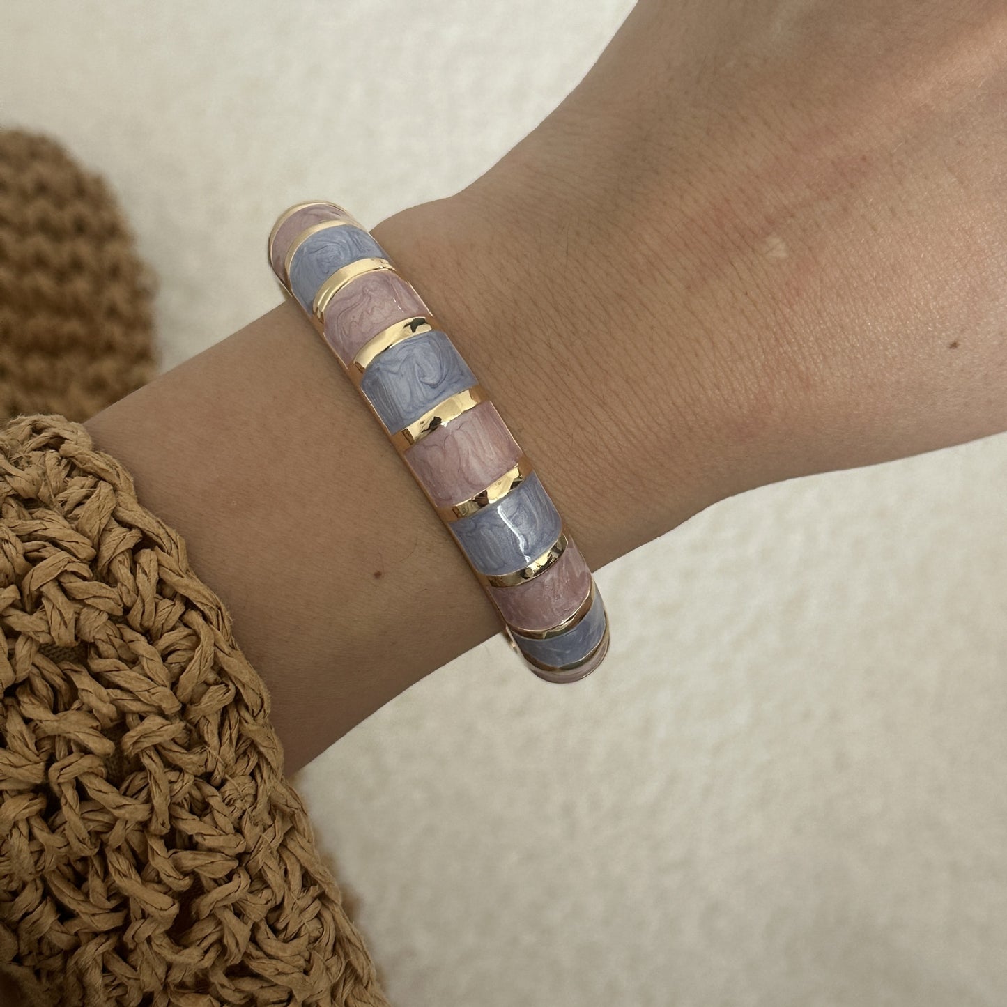 Bohemian Minimalist Geometric Alloy Drip Oil Plated Open Cuff Bracelet