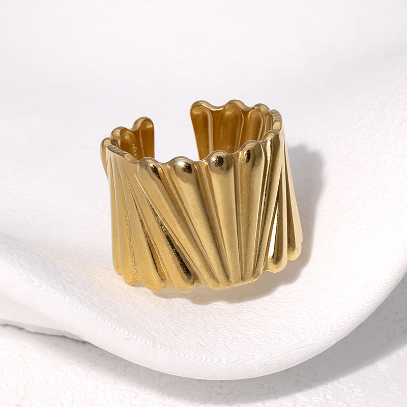Anello aperto geometrico minimalista in acciaio inossidabile placcato oro 18K da donna
