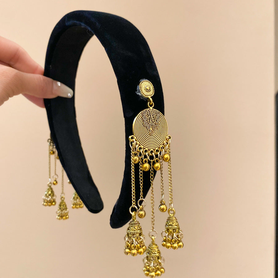 Diadema de perlas minimalista para mujer con estilo retro de otoño e invierno, diadema de tela redonda para peinado de corona alta, accesorio elegante para uso diario en la oficina