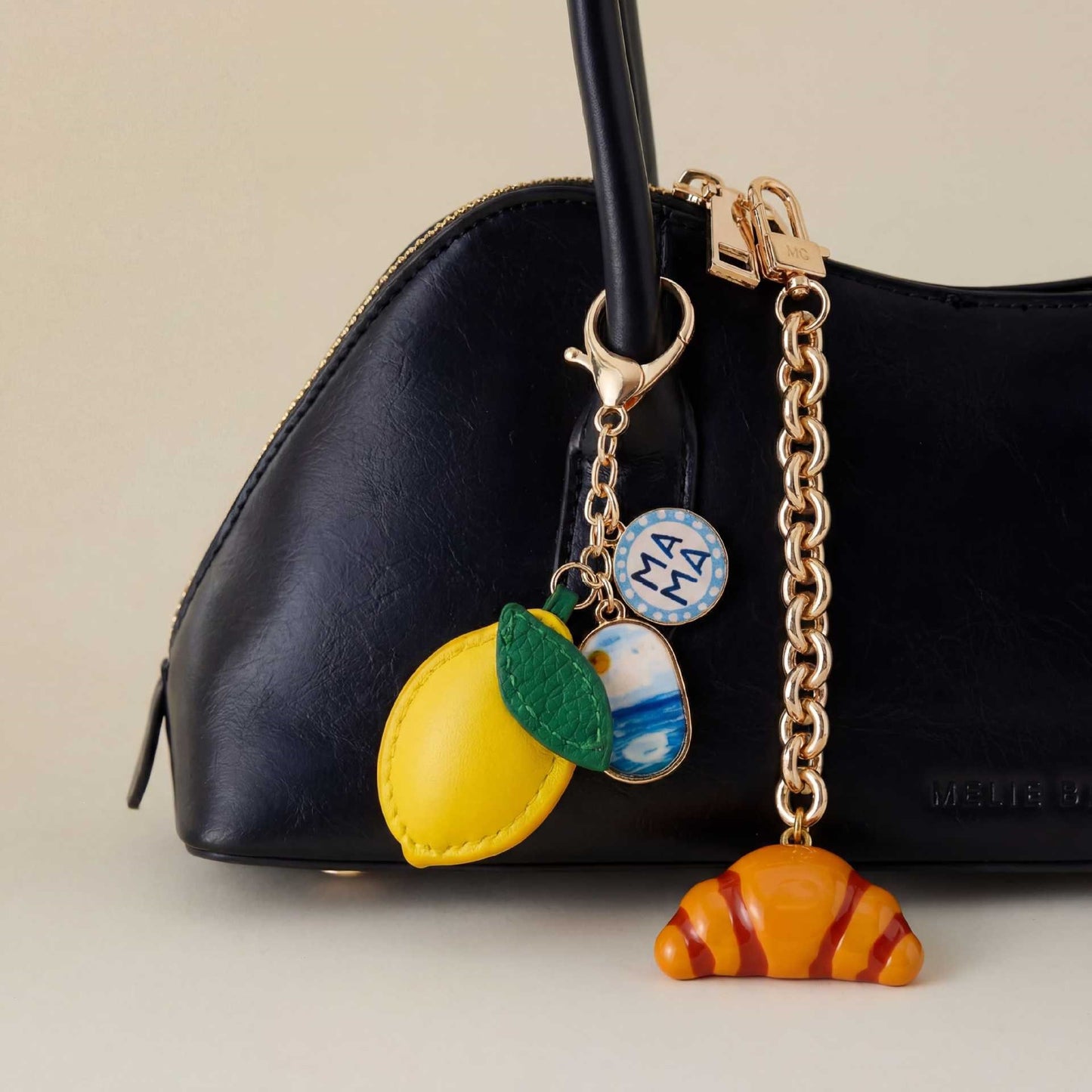 Elegant Minimalist Vintage Oval Geometric Brass Plated Bag Charm
