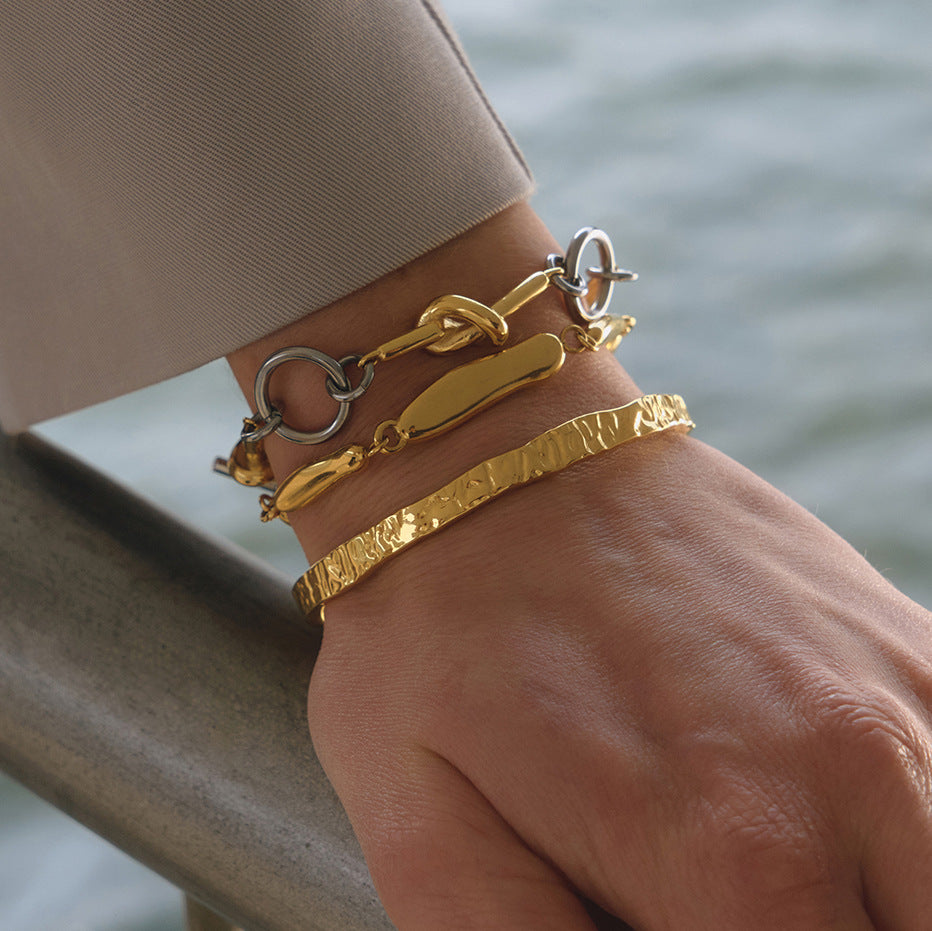 Bracciale da donna in acciaio inossidabile placcato geometrico