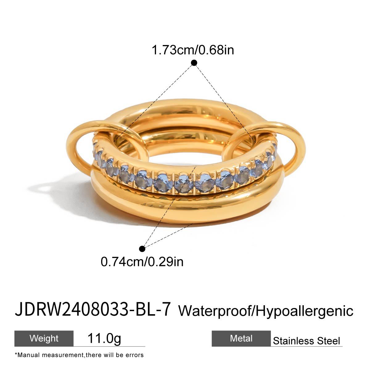 Elegant Geometric Cubic Zirconia Inlaid Titanium Steel Plated Ring for Women
