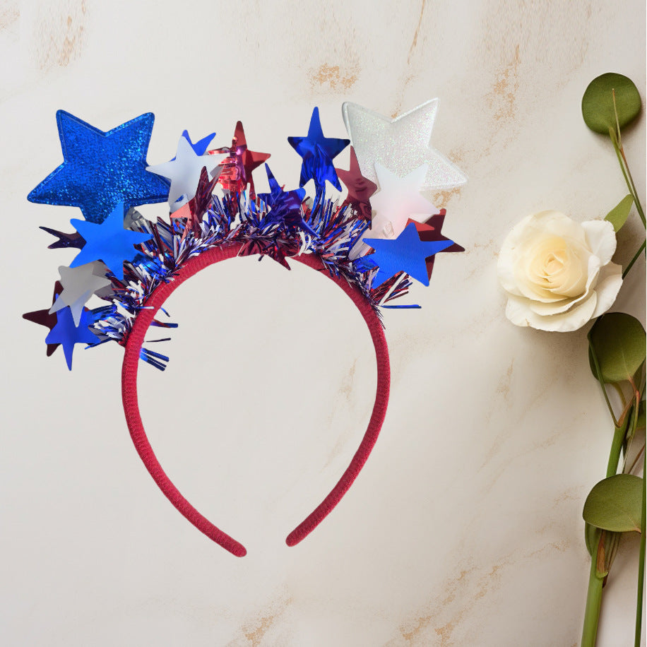 Patriotic Star Fabric Headband for Independence Day Party Unisex Hair Hoop